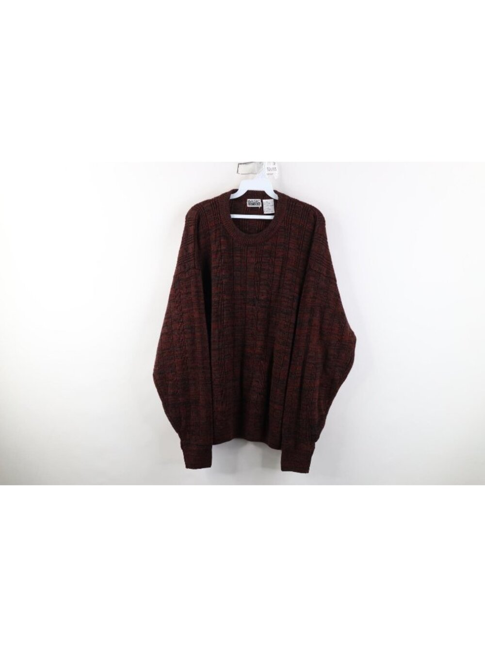 Vintage 90s Streetwear Mens Large Blank Ribbed Knit Crewneck Sweater Red